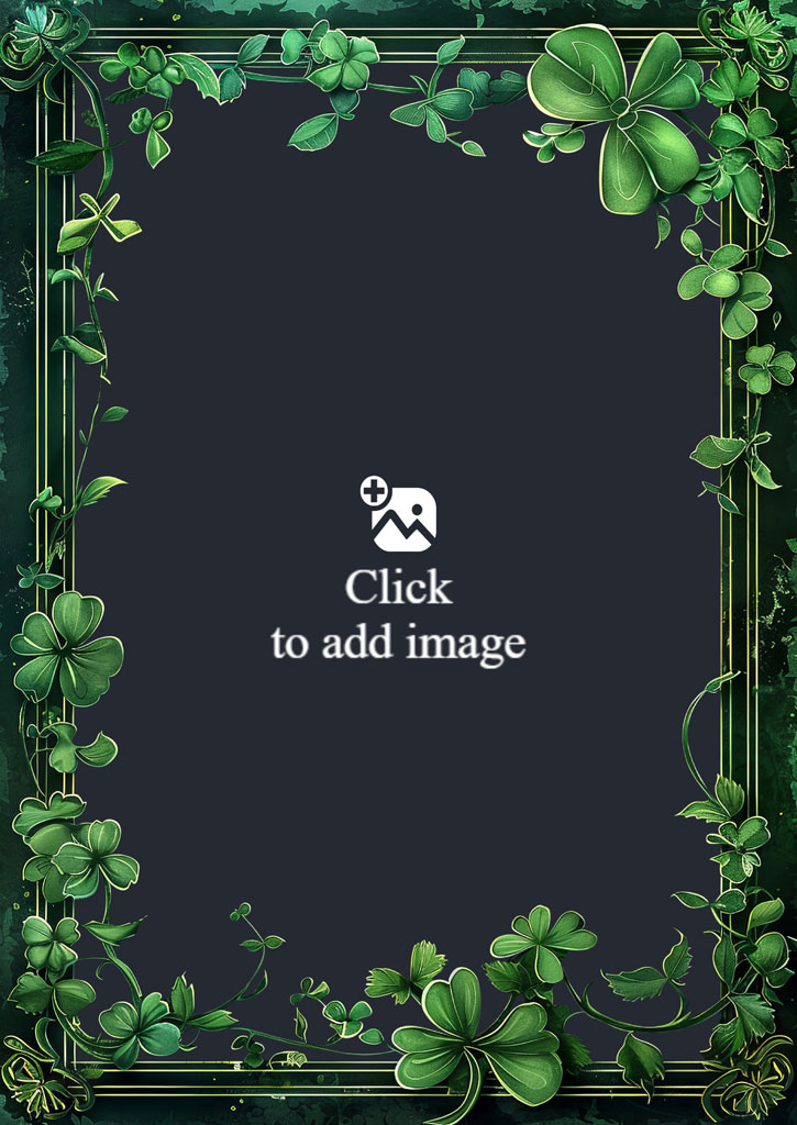 A dark background with a green floral border