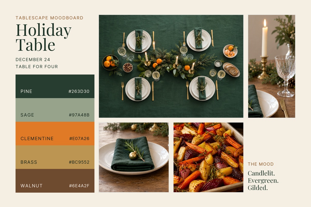 Preview for Holiday Table Moodboard Landscape Collage Template