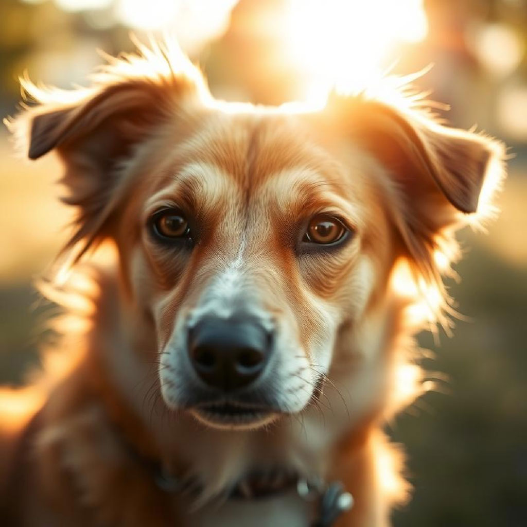 Close-up portrait of an Asian woman with long brown hair and bangs, lit by sunlight.